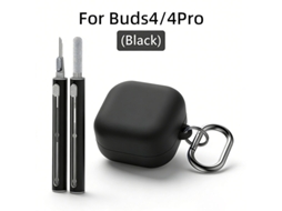Capa para Samsung Galaxy Buds 4 / Buds 4 Pro com Kit de Limpeza e Mosquetão Preto PANOONA