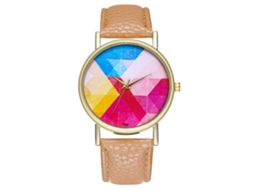 Relógio unissex casual e estiloso com pulseira de couro e movimento de quartzo (amarelo claro)