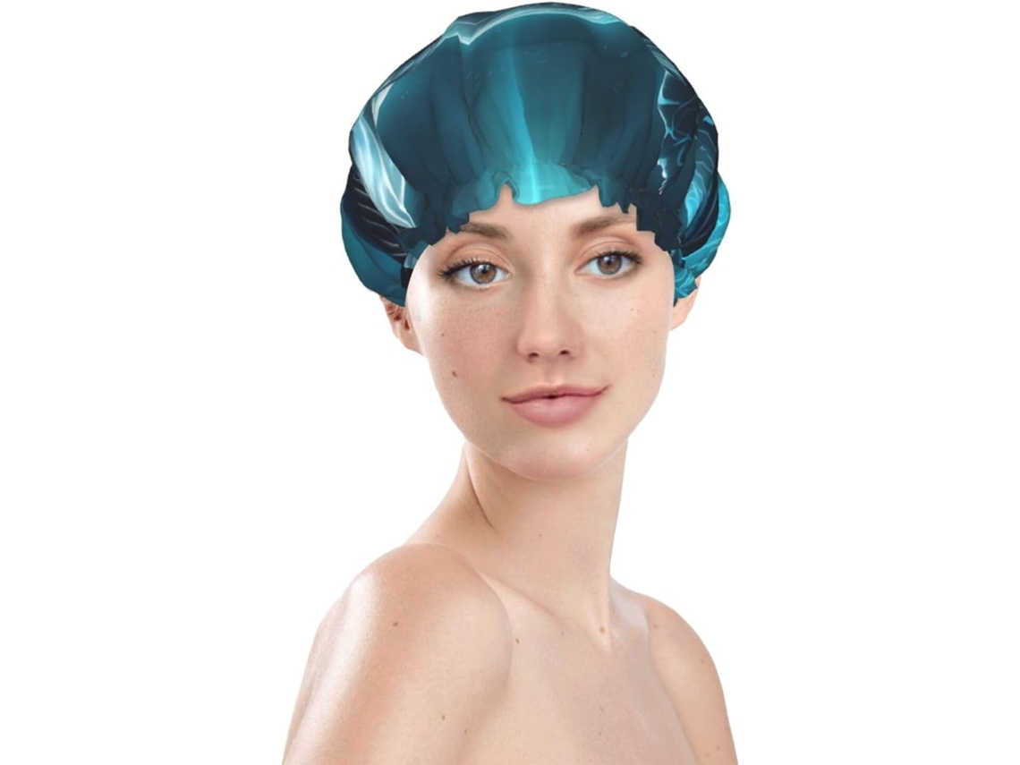 Touca De Banho Feminina, Reutilizável, Impermeável, Dupla Camada, Com Elástico, Ideal Para Cabelos Longos, Estampa