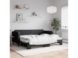 Vidaxl Sofá-cama Com Gavetão E Colchões 80x200 Cm Tecido Preto