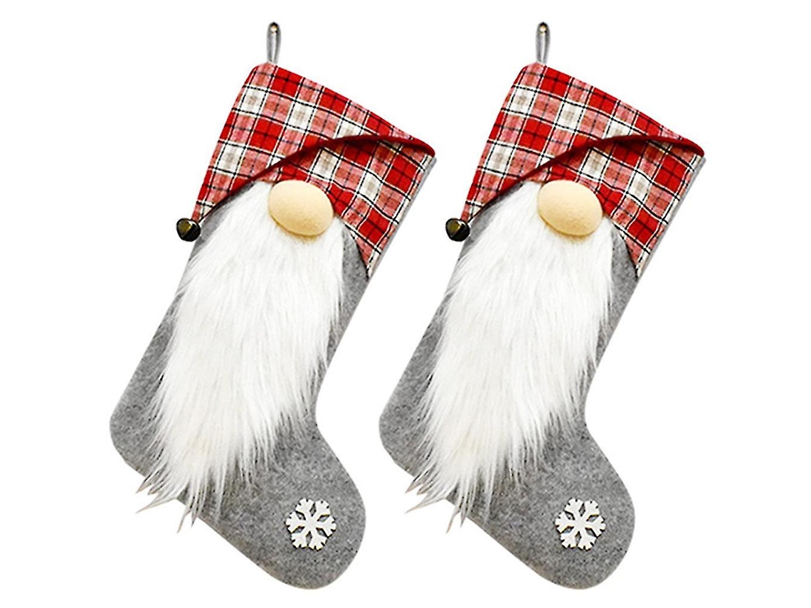 2 Meias De Natal, Saco De Doces De Natal, Meias Penduradas Para Lareira E Árvore De Natal. Loja Olysi
