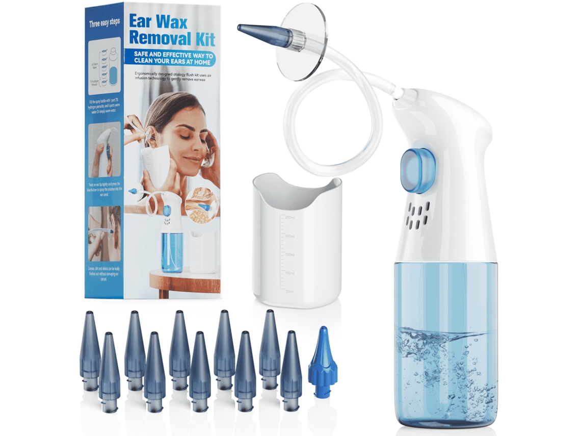 Kit De Limpeza Auricular Manual Com Pontas De Silicone Macias, Sistema De Lavagem Reutilizável Para Higiene Doméstica Segura, Compacto, R...
