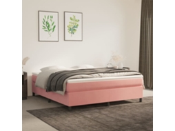 Vidaxl Estrutura De Cama Com Molas 160x200 Cm Veludo Rosa