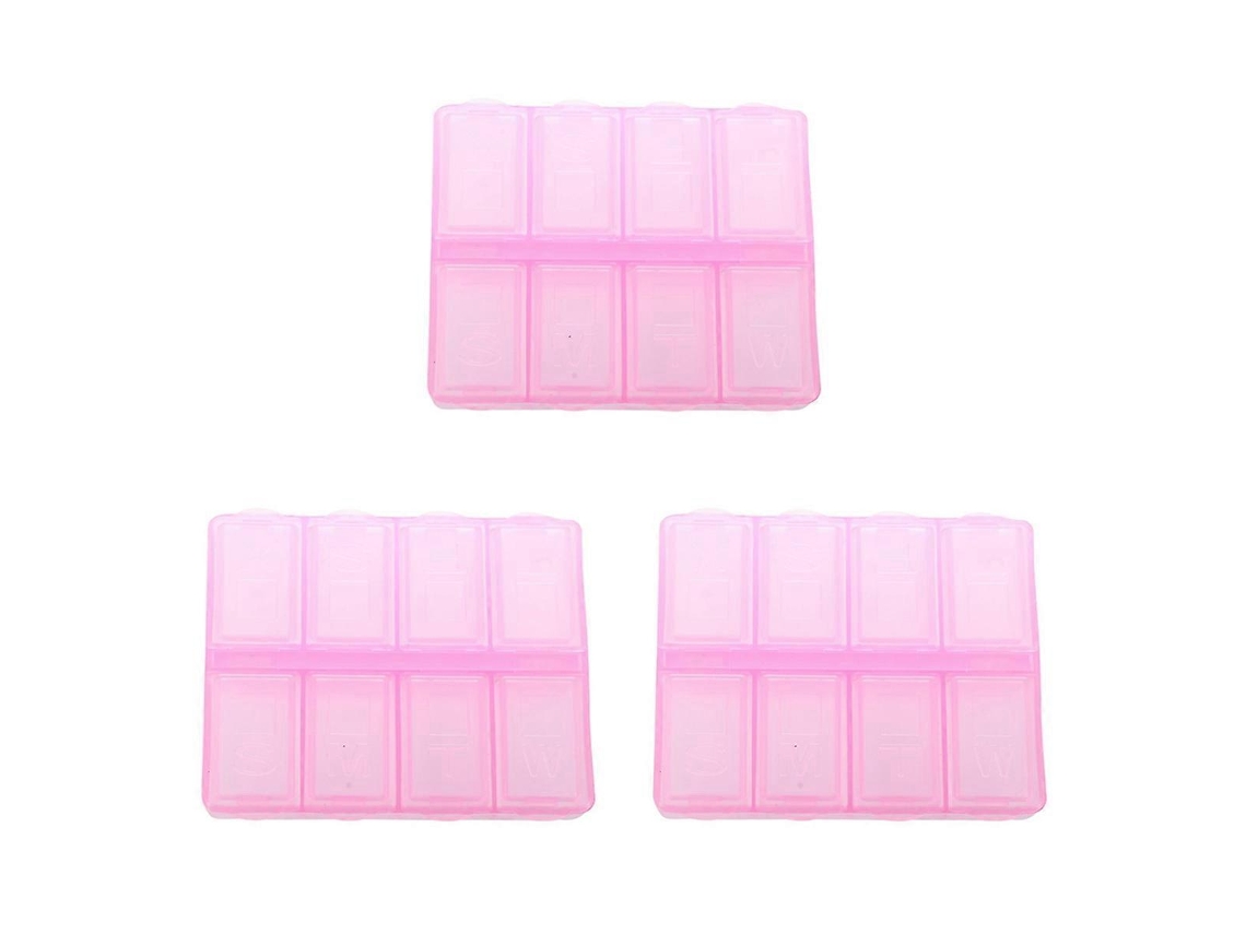 Caixa De Comprimidos Retangular De Plástico Com 8 Compartimentos, Rosa. Nostalgia88