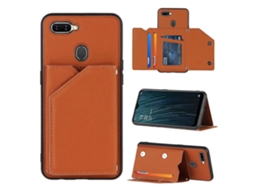 Para Oppo A7 / A5s / A12 Capa Traseira De Pu Tpu Pc Com Sensação De Pele E Capa À Prova De Choque Com Compartimentos Para Cartões E Suporte E Port