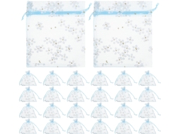 Nuobesty Pacote Com 50 Sacos De Organza Prateados Com Estampa Floral, 10x12 Cm, Transparentes