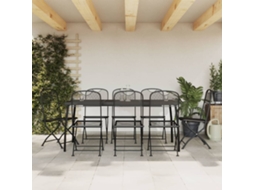 Conjunto This 9 Piece Jantar Para Jardim Rede De Metal Antracite Dkd Home Decor