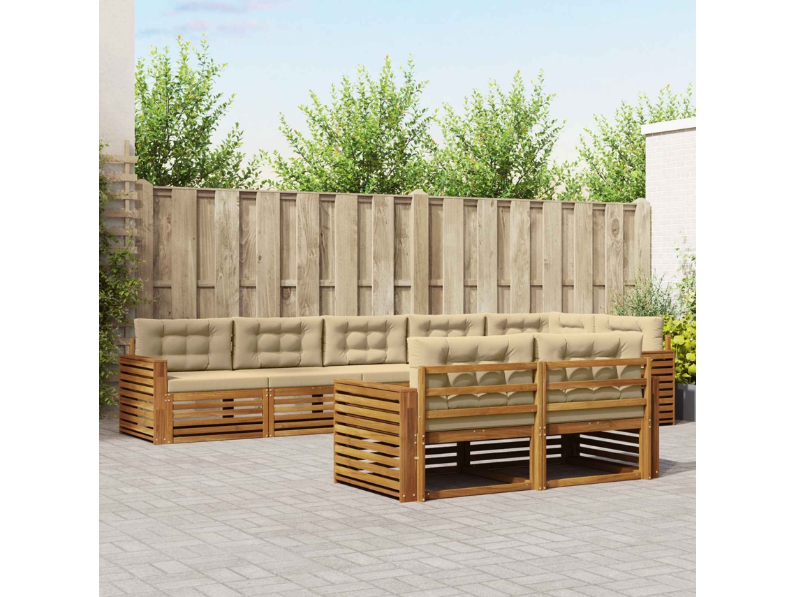 Vidaxl Conjunto De Sofás Para Exterior 8 Pcs Natural E Bege