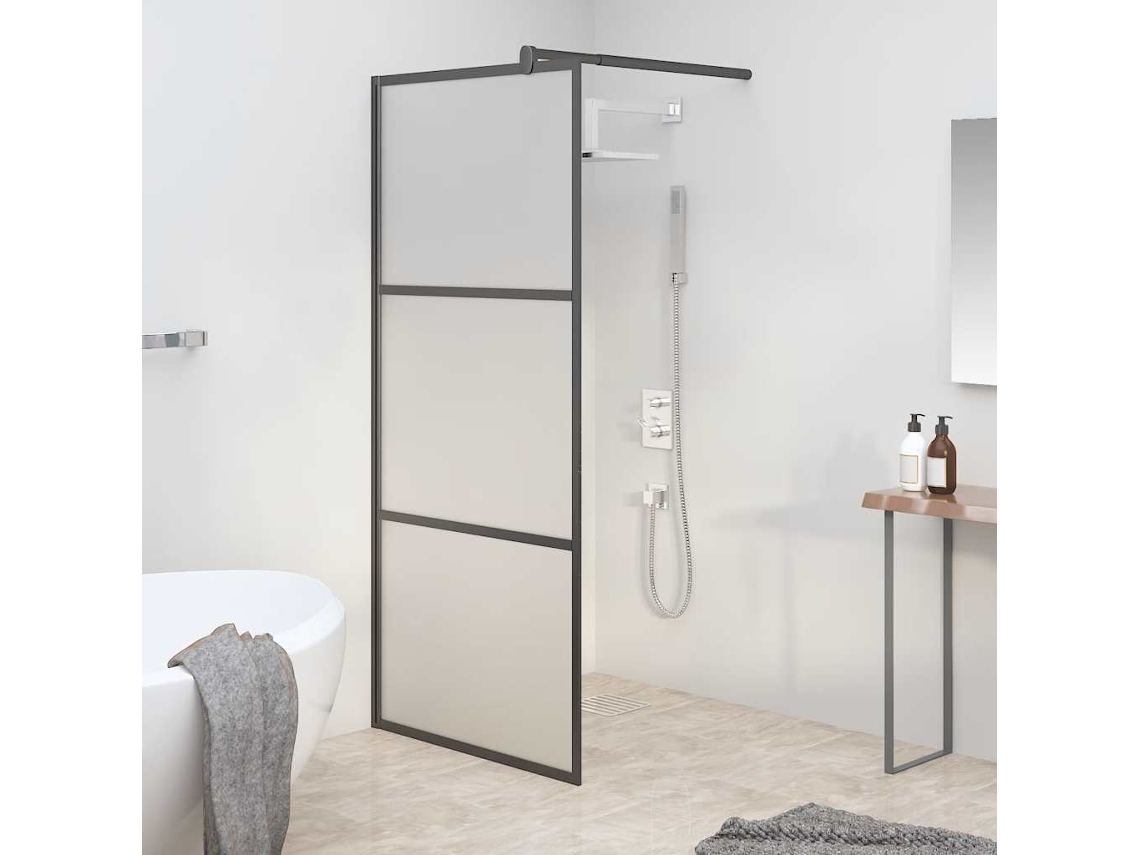 Vidaxl Divisória De Chuveiro 80x195 Cm Vidro Opaco Esg Preto