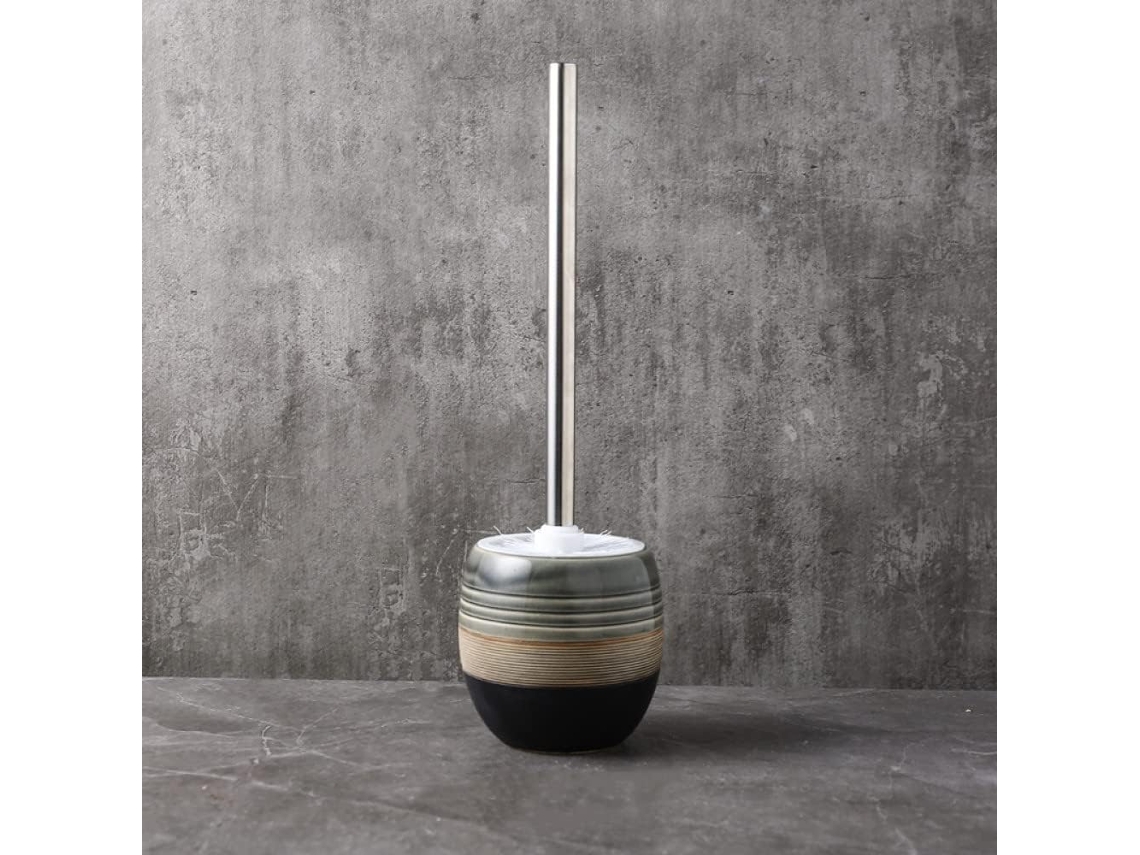 Escova de vaso sanitário retrô S/MARCA, cerâmica, com suporte e base pelúcia, prática