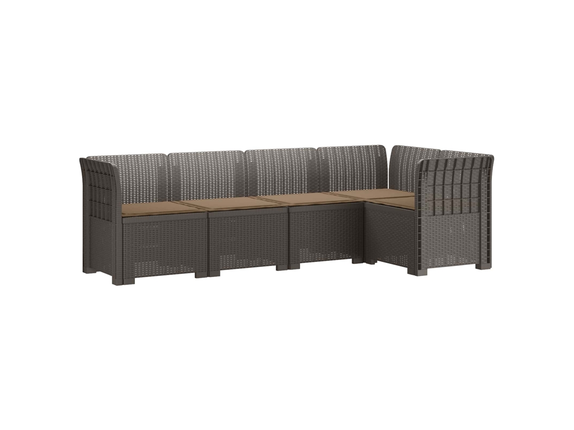 Vidaxl Sofá De Jardim De 5 Pessoas Com Almofadas Visual De Rattan Pp