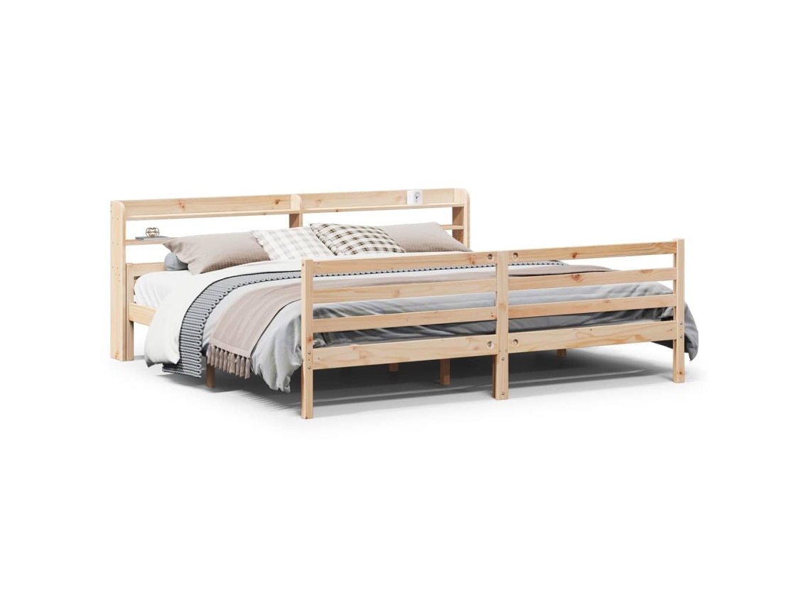 Bed Frame, Bed Frames Vidaxl Marrom Madeira (200 X 200 Cm)