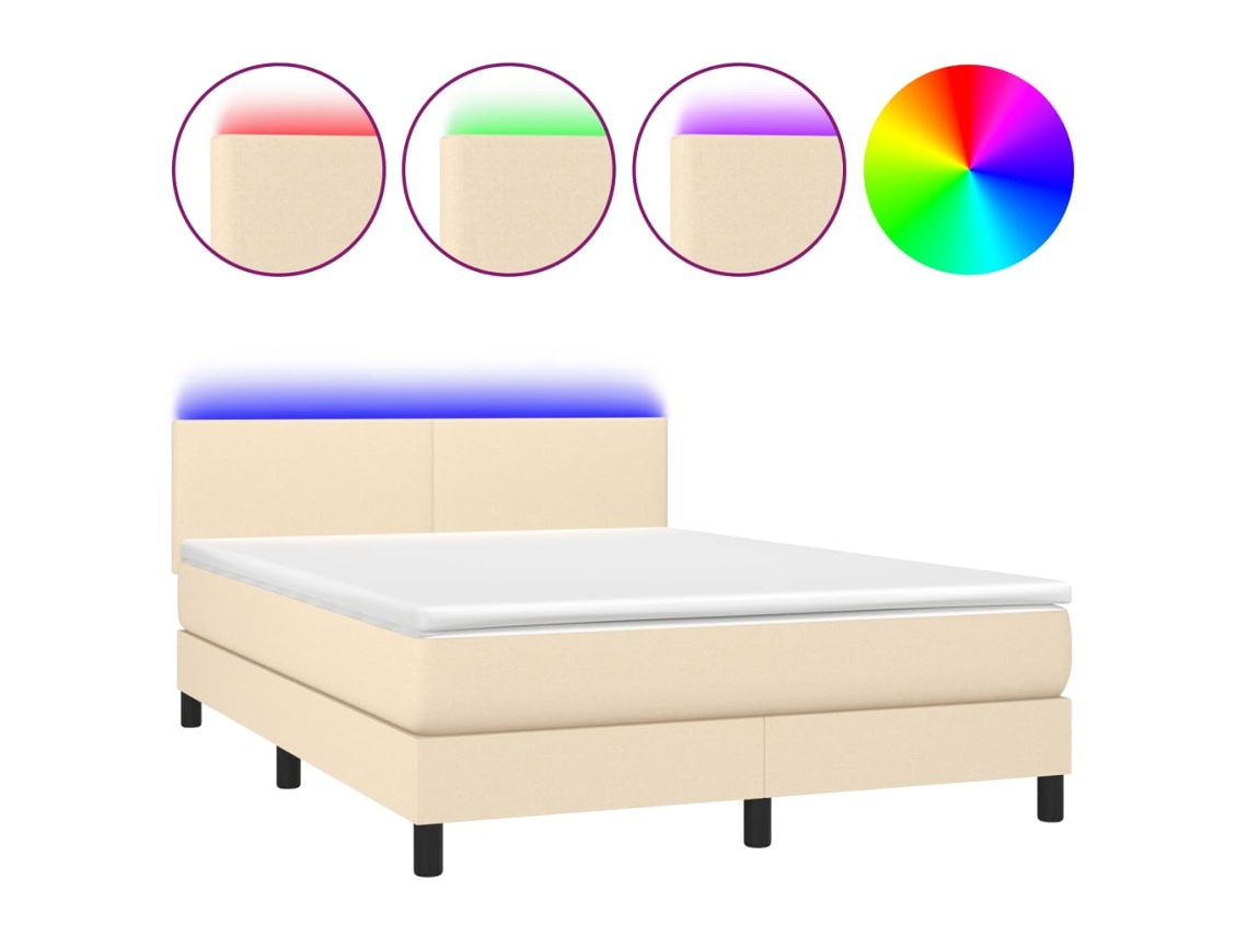 Box Spring Bed, Box Spring Beds Vidaxl Creme Tecido (140 X 190 Cm)