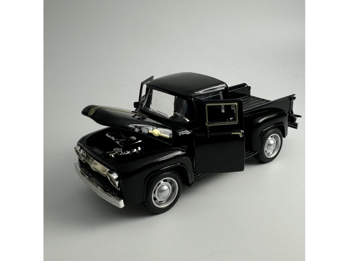 (preto) Modelo De Caminhão Retrô Em Escala 1/32, Feito De Liga Metálica Vermelha, Com Função De Fricção.