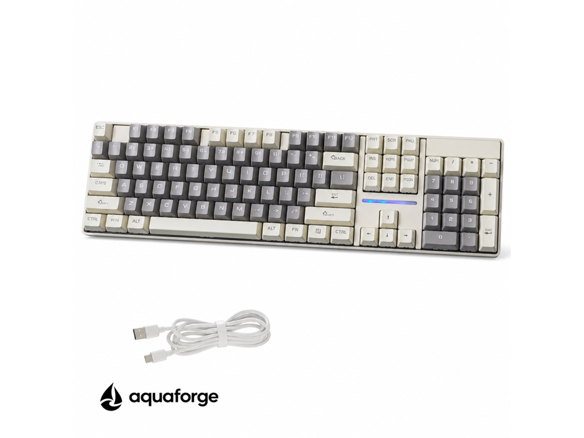 Teclado Mecânico Usb Com Fio Rgb 104 Teclas Switch Azul Cinzento