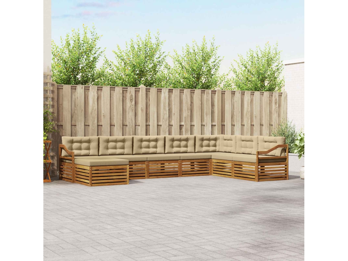 Vidaxl Conjunto De Sofás Para Exterior 8 Unid. Natural E Bege