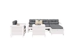 Vidaxl 7 Pcs Conjunto De Sofás Para Jardim Pinho Maciço Branco