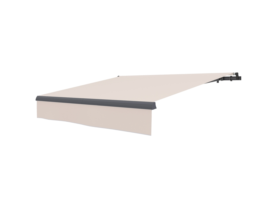 Toldo retrátil manual com manivela, proteção UV, estrutura de metal/alumínio, 295x200cm, creme | S/MARCA