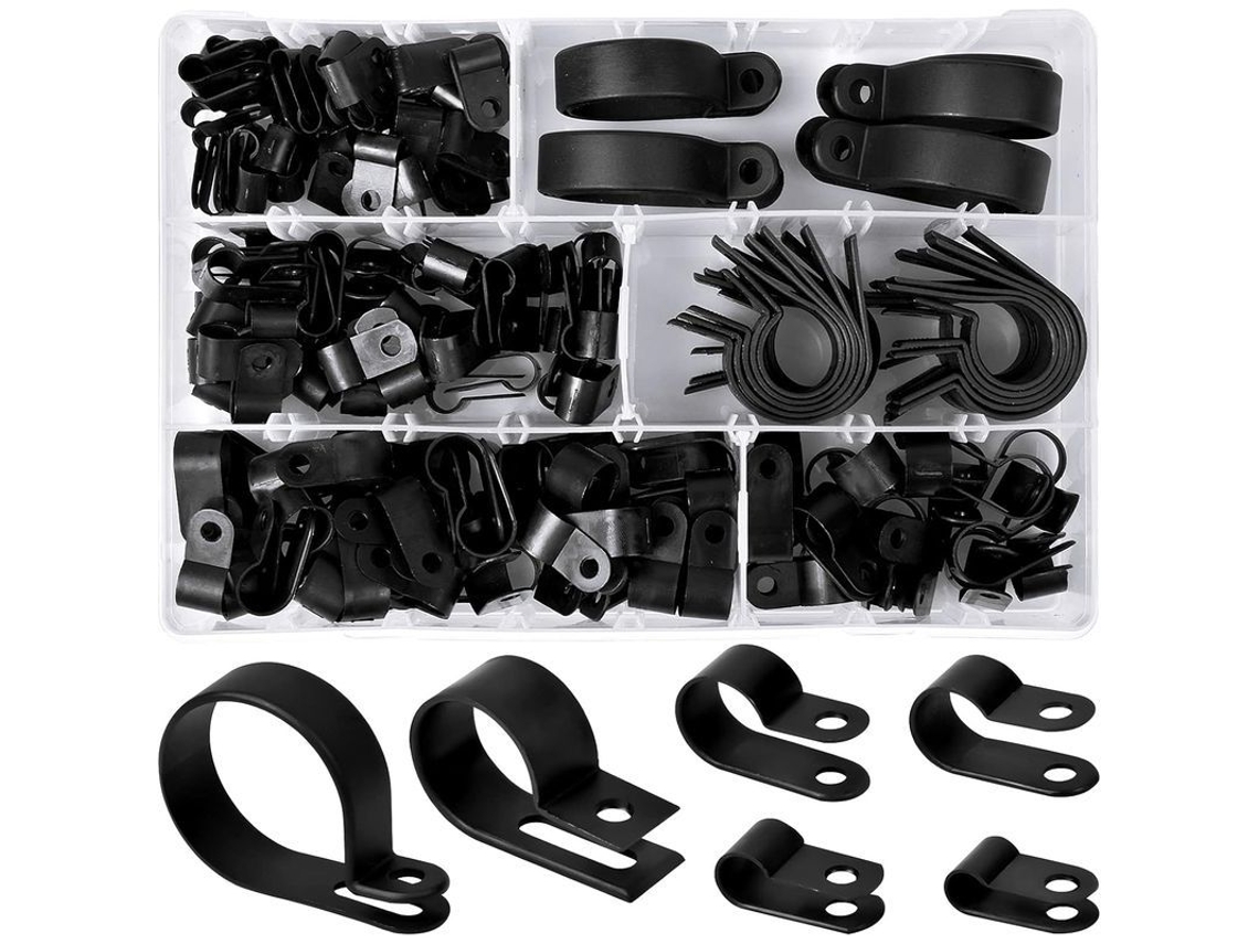Abraçadeiras de plástico nylon, 6 tamanhos, para tubos, 3/16'' a 11/8'' YURU