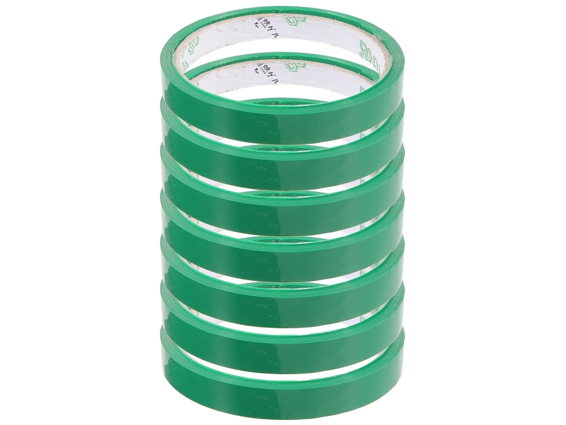Fita adesiva verde Veemoon PE para embalagens, resistente e ideal para selar sacos em supermercados de frutas.