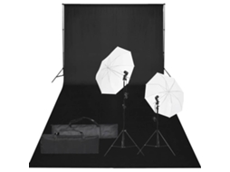 Vidaxl Kit De Estúdio Fotográfico Com Conjunto De Iluminação E Fundo