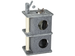 Torre para Gatos, 3 Andares, com Canis, Superfície Confortável, Bola, Cinza, 43x33x80cm | S/MARCA