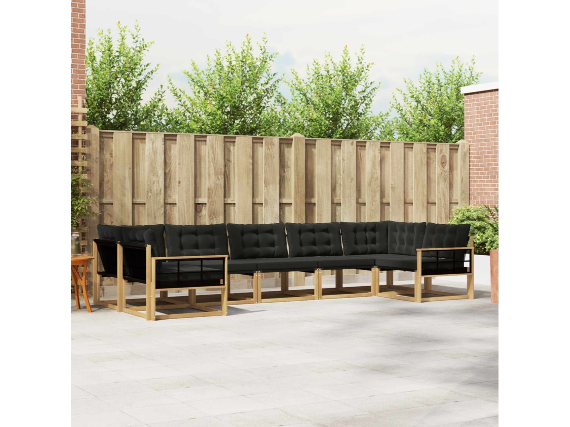 Vidaxl Conjunto De Sofás Para Exterior 7 Unid. Branco E Preto
