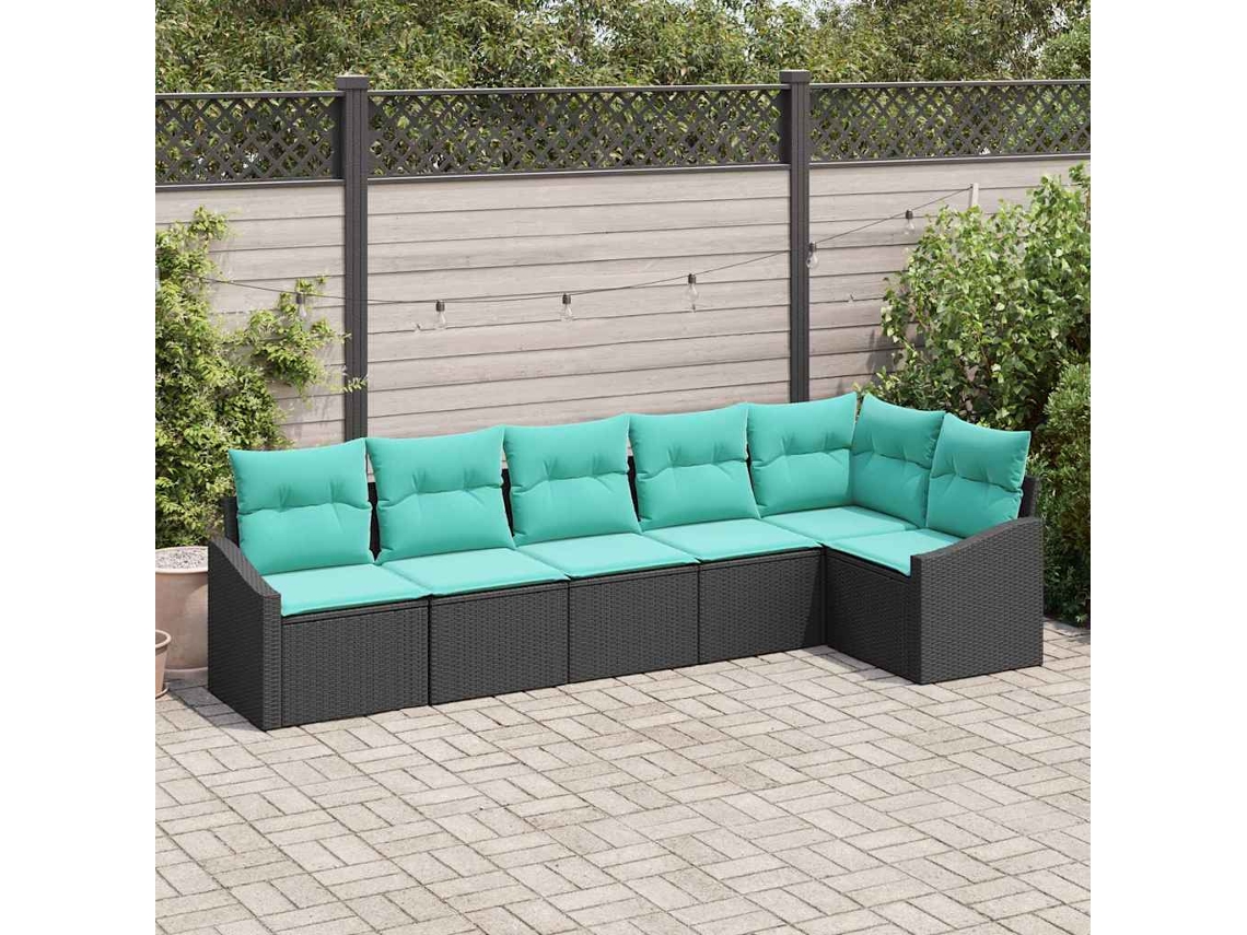 Vidaxl Conjunto De Sofás 6 Unid. Preto Vime Pe