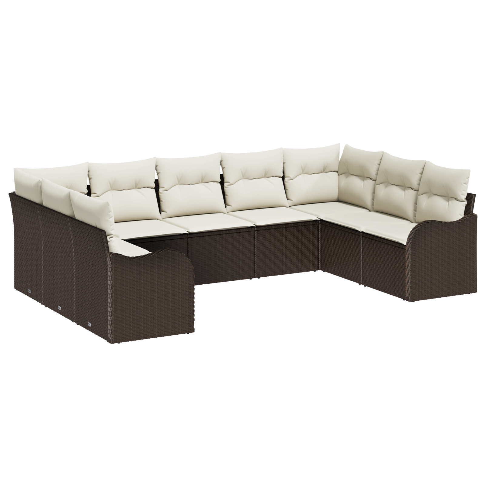Conjunto 9 Móveis De Jardim Vidaxl Castanho Vime Pe (289 X 177,5 X 69 Cm)
