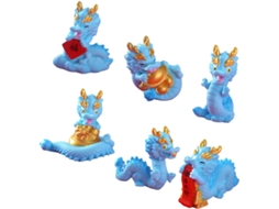 Conjunto De 6 Miniaturas De Dragões Em Resina Para Decoração De Estábulo, Escritório Ou Sala De Estar. Ideal Para Gokoco