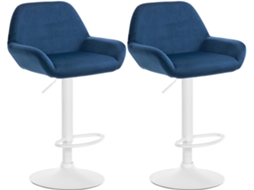 Lot de 2 Tabourets de Bar DÉCOSHOP26 com Repose pés e Accoudoirs em Velours Azul