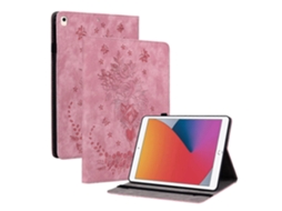 Capa de couro inteligente Webake para tablet com padrão de borboleta e rosa