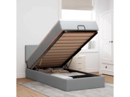 Cama Otomana Com Colchão Leds 90x200 Cm Tecido Cinzento Claro