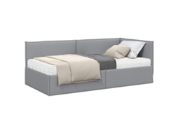 Estrutura de Cama de Canto com Colchão 2 Pcs Veludo Cinzento claro MAISON EXCLUSIVE