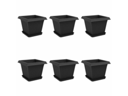 Vidaxl Vasos De Plantas 6 Pcs Preto 33 X 33 X 26 Cm Plástico