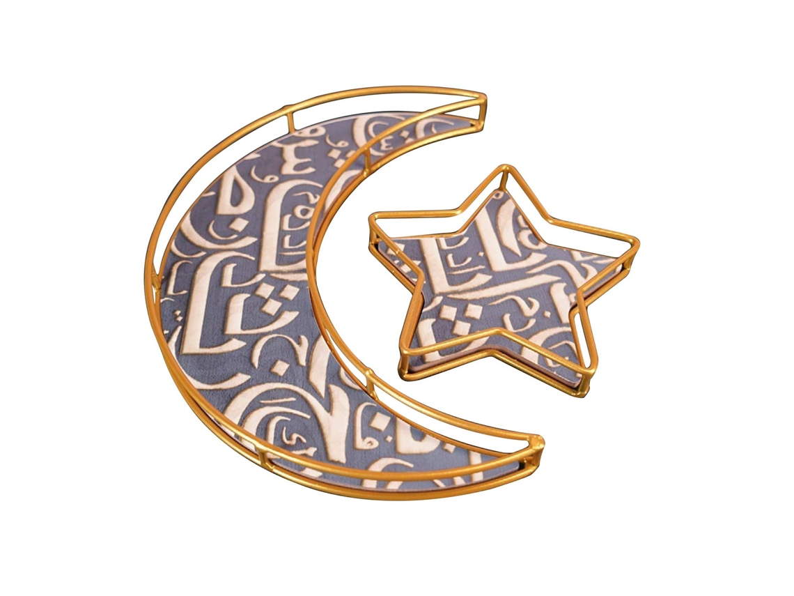Laxiscreed Bandeja Ramadan Lua Crescente Azul Para Eid Al-fitr, Elegante E Discreta