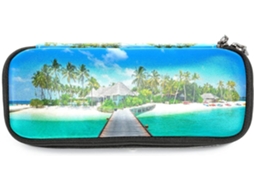 Amplo espaço de armazenamento com design de cabana de praia tropical, ideal para escola, escrivaninha e para adultos, meninas e meninos.