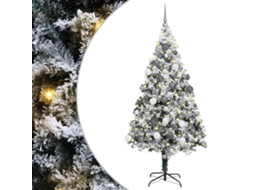 Vidaxl Árvore De Natal Artificial Branco 180 Cm Pvc, Aço E Plástico
