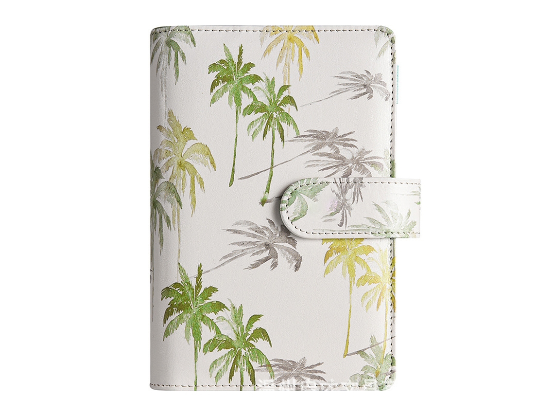 A6 Macaron Creative Pu Cash Budget Notebook Financial Loose Leaf Planner, Coconut Tree Single Cover