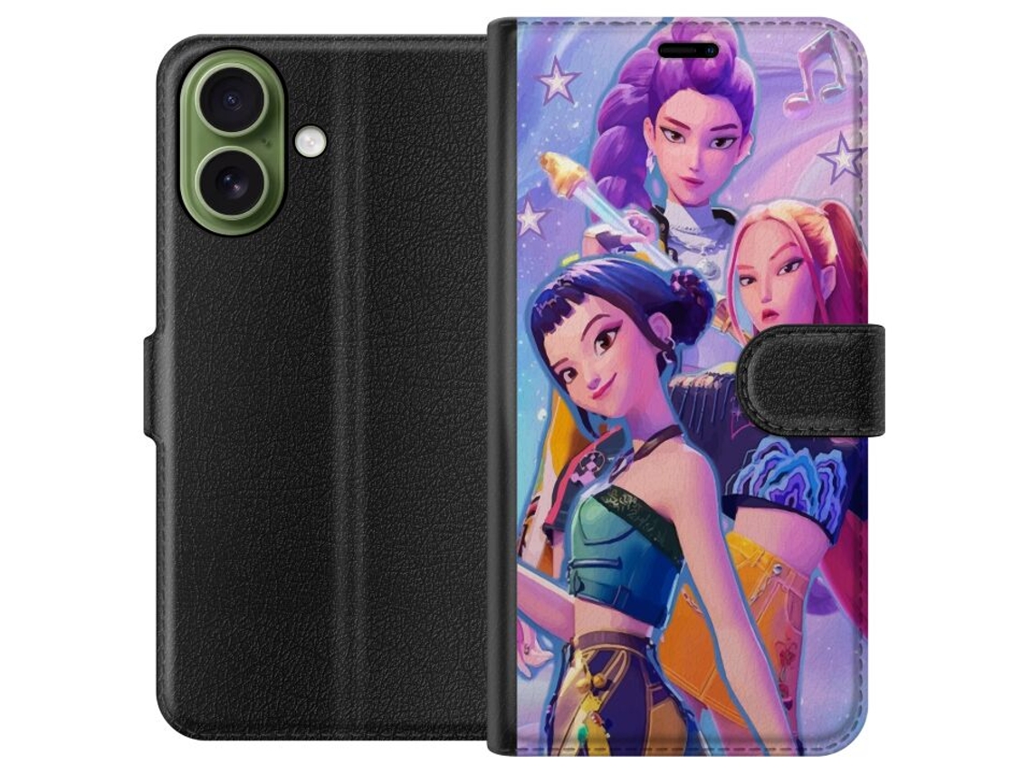 Capa Carteira Compatível Com Apple Iphone 17. Ilustração Colorida De Três Garotas Estilosas Em Um Estilo Moderno Inspirado Em Anime Com Tema Musical.