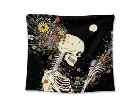 Têxtil de Parede de Crânio para Decoração Tapeçaria Zen Colorida Vertical para Quarto BAZYWTYH