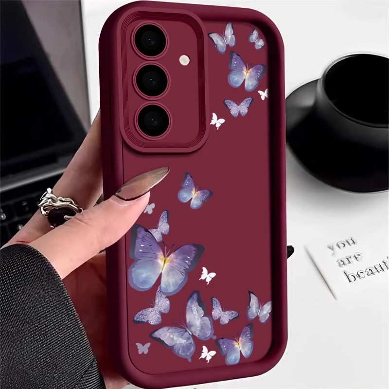Capa Macia Borboleta Para Celular Samsung Galaxy S22 Ultra (bordô)