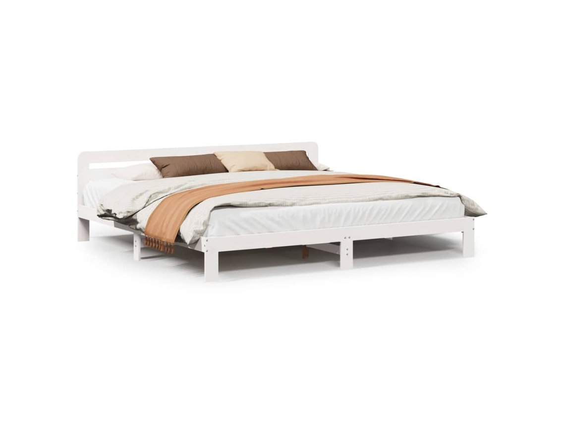 Cama Sem Colchão 180x200 cm Madeira de Pinho Maciça Branco MAISON EXCLUSIVE