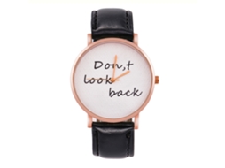 Reloj De Cuarzo Unisex Con Correa De Cuero Pu, Dial Con Letras, Casual (negro)