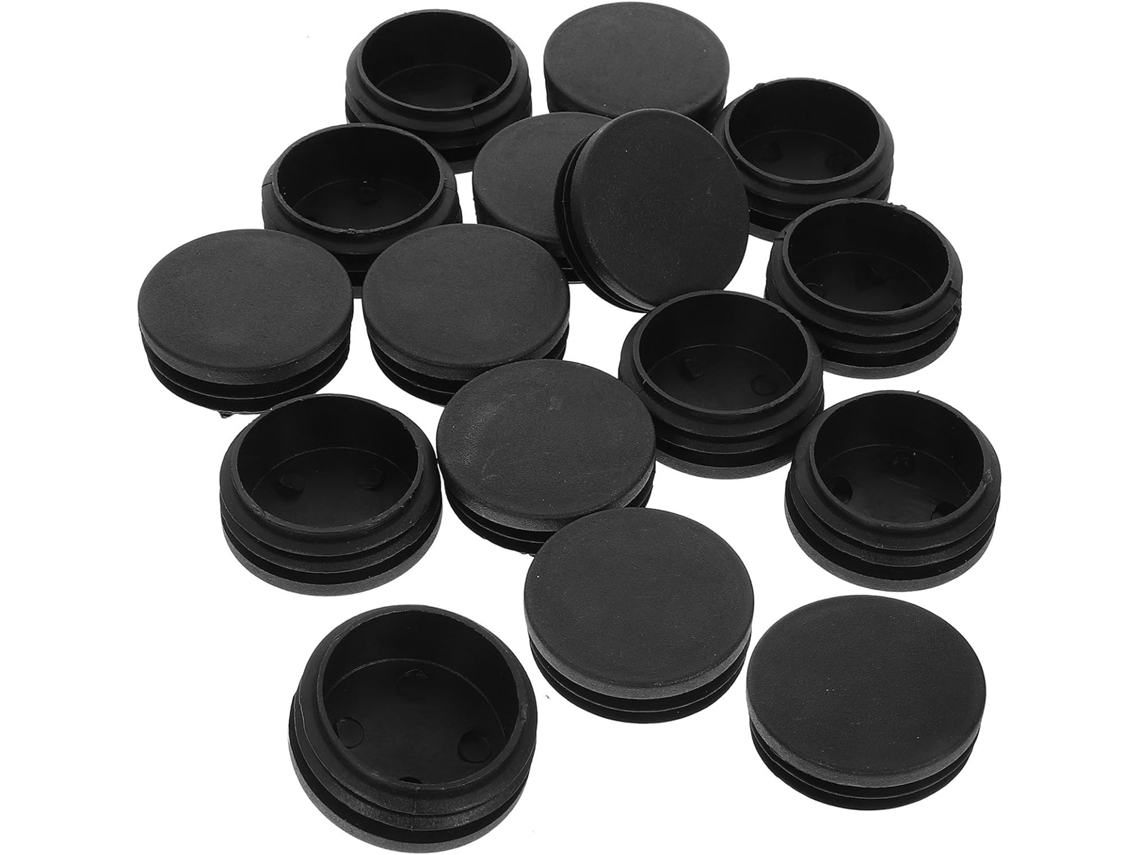 Tampas Redondas De Plástico Para Tubos Jojofuny, 45mm, 16 Peças, Pretas, Protetores Para Pés De Cadeiras E Móveis, Capas