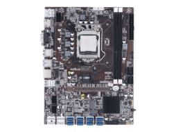 Placa Mãe Mineração Ddr3 Lga 1155 B75 Com Cpu Dual Core Para Eth E Btc Luz Dourada