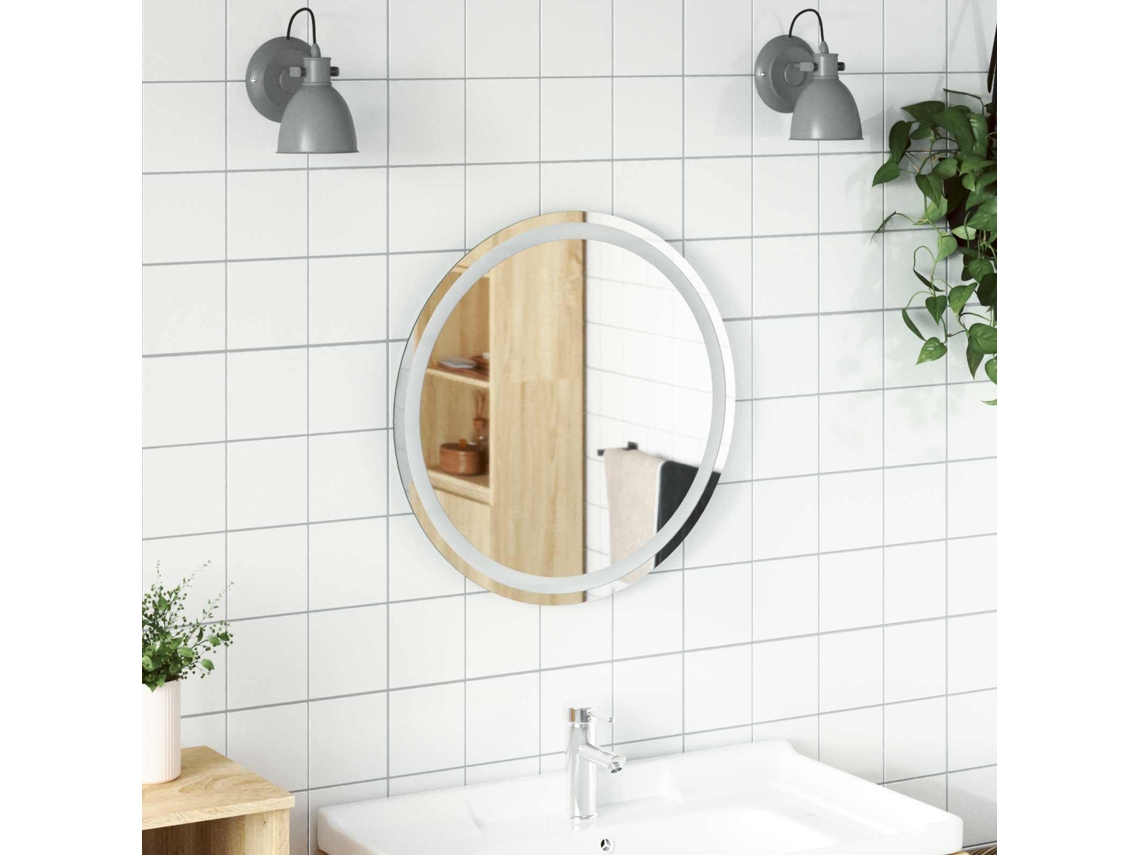Vidaxl Espelho De Banheiro Led Transparente Ø 60 Cm Vidro Temperado