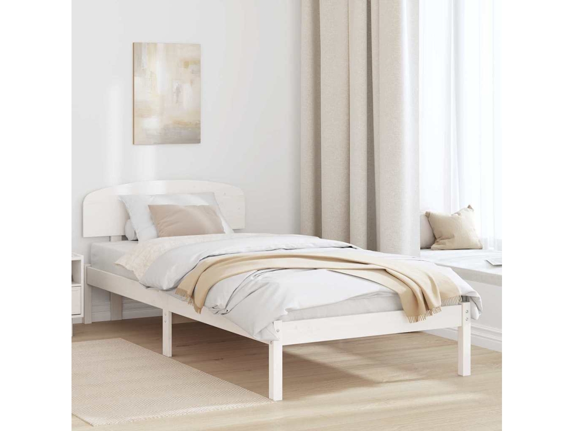 Vidaxl Estrutura Da Cama Com Cabeceira Branco 100 X 200 Cm