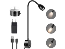 Luminária de leitura LED de longa duração para parede com iluminação concentrada, dimerizável por toque para ajuste personalizado do brilho, luz noturna.