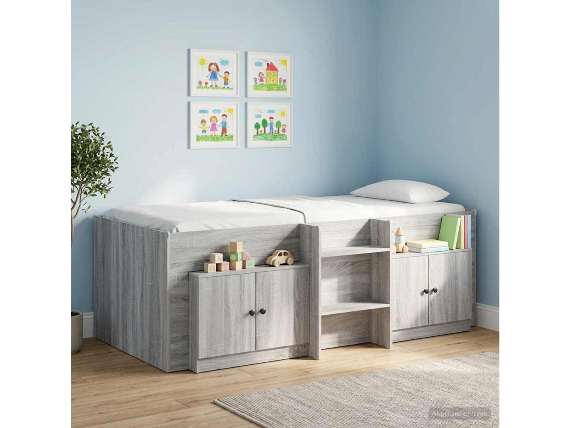 Vidaxl Armário De Armazenamento Para Cama Loft 2 Unid. Sonoma Cinzento
